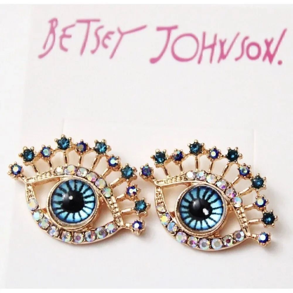 👁 Betsey Johnson sparkling crystal blue eye studs 👁